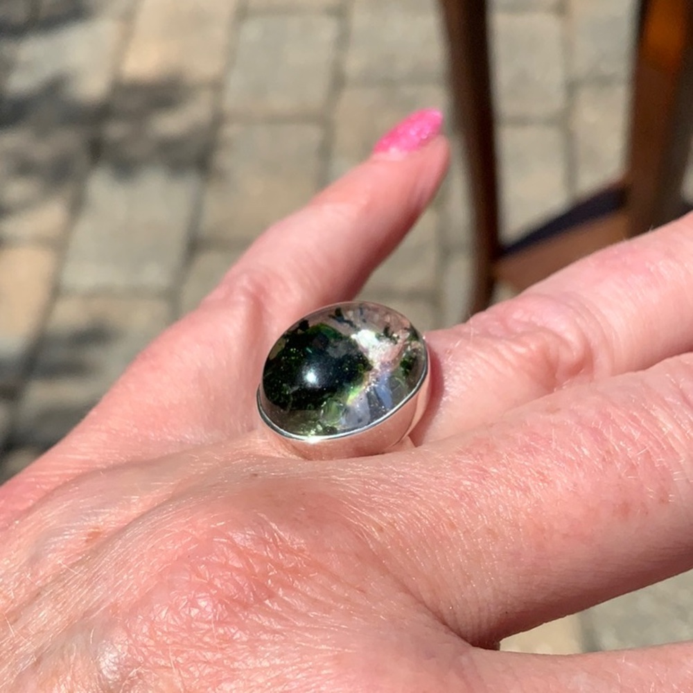 LODOLITE PHANTOM QUARTZ 925 Sterling Silver Ring, Size 8 - Picture 7 of 9